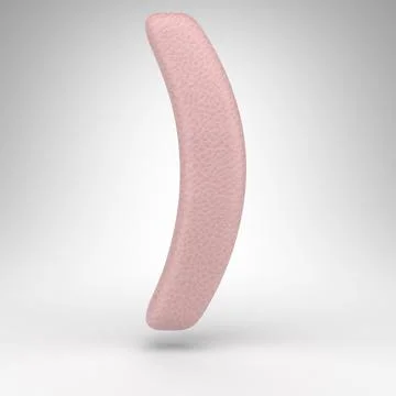 Right round bracket symbol on white background. Pink leather 3D sign with ski イラスト素材