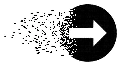 Right Rounded Arrow Fragmented Pixel Icon Illustrazione stock