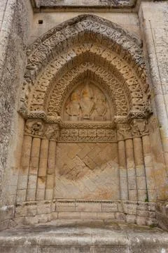 Right side facade  of aulnay de saintonge church Stock Photos