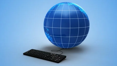 Right side of a globe Connected To The World with a keyboard Vídeos de archivo 249615506