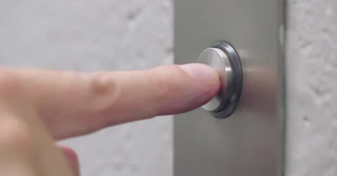 Right side macro view of finger pressing elevator button 4K Stock Footage 55574708