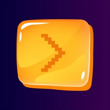 Right side pointer glossy ui button with pixelated icon Stock Illustration