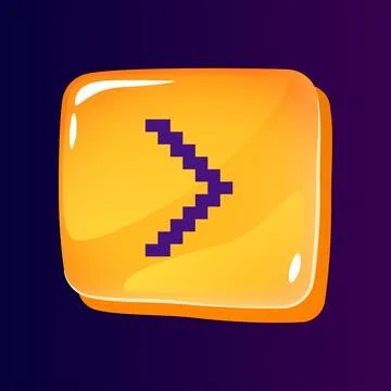 Right side pointer glossy ui button with pixelated color icon Illustrazione stock