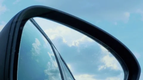 Right side rear view mirror with reflections at car driving Stock Footage 109123466