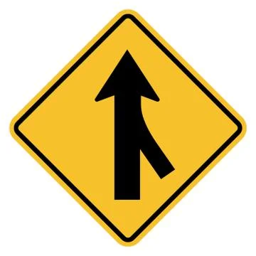 Right side road merging with main road. Traffic warning sign. 스톡 일러스트