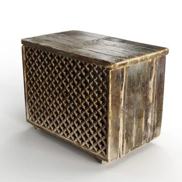 Right side view of a 3D rendered, wooden storage box Stock Illustration