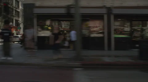 Right Side view of a Driving Plate: Car travels on South Broadway in Los Stock Footage 59336715