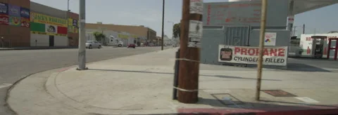 Right Side view of a Driving Plate: Car travels on 8th Street in Los Angeles Stock Footage 59362319