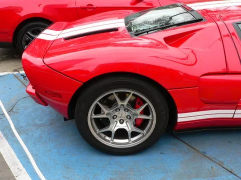 Right side view of a Ford GT V8 engine Stock Photos