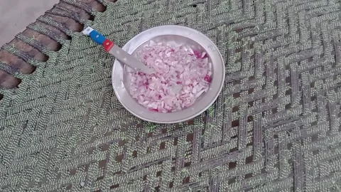 Right Side View of Onion Pieces on a Plate Stock Footage 347109424