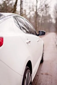 The right side of the white car Stock Photos