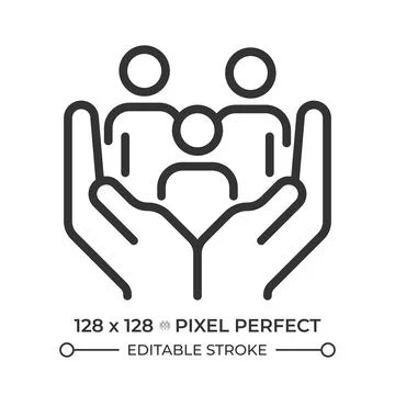 Right to social security pixel perfect line icon 스톡 일러스트