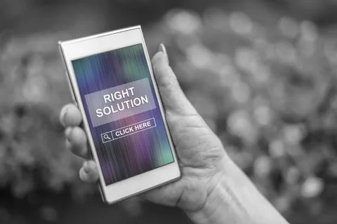 Right solution concept on a smartphone 스톡 사진
