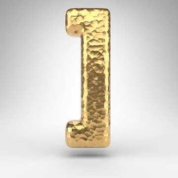 Right square bracket symbol on white background. Hammered brass 3D sign with  Stock Illustration