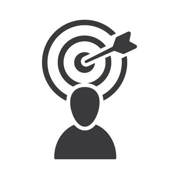 Right on target, a man standing in front of an arrow target. Stock Illustration