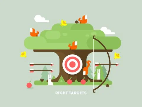 Right targets tree with animal Stock Illustration