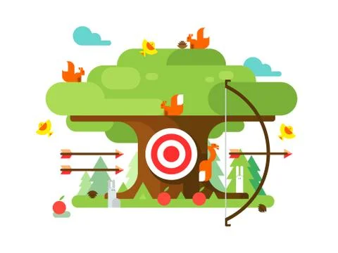 Right targets tree with animal Stock Illustration