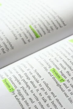 Right technique to use highlighting technique in a book Stock Photos