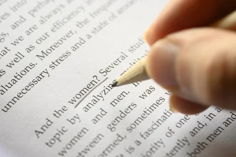 Right technique to use underline technique in a book Stock Photos