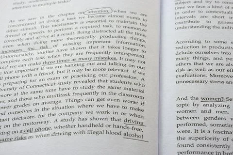 Right technique to use underline technique in a book Stock Photos