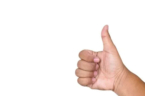 Right thumb, white background Stock Photos