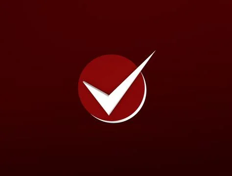 Right tick image on Red background Illustrazione stock