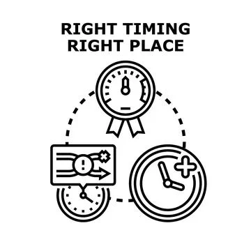 Right timing right place strategy opportunity concept Stock Illustration