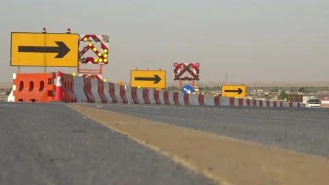 Right traffic sign in the road Stock Footage 144683605