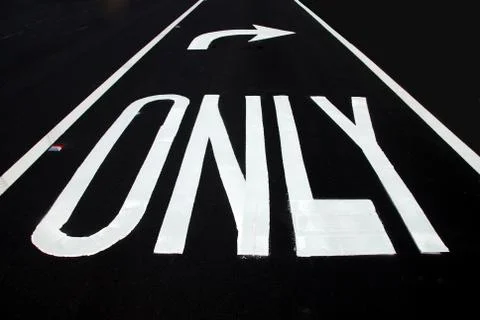 Right turn only or conservative political direction Stock Photos