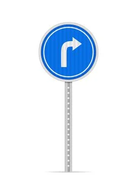 Right turn only road sign Stock Illustration