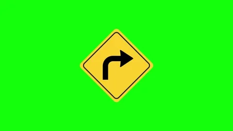 Right turn road sign animation traffic direction safety symbol Stock Footage 330455123