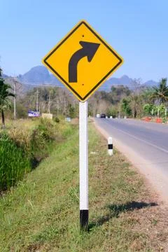 Right turn sign Stock Photos