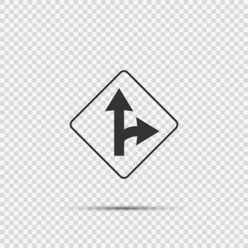 Right turn split sign on transparent background Stock Illustration