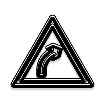 Right turn warning road sign icon Stock Illustration