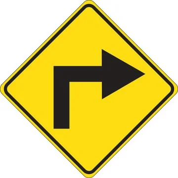 Right Turn Warning Sign Stock Illustration