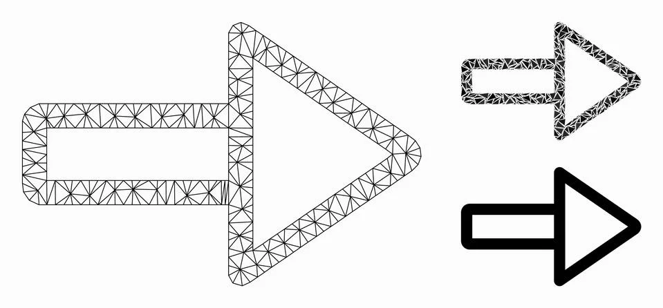Right Vector Mesh 2D Model and Triangle Mosaic Icon Illustrazione stock