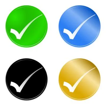 Right verify symbol on gradient colors circle icon set Stock Illustration