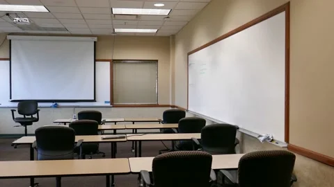 empty college classroom whiteboard