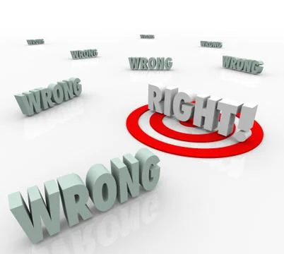 Right vs wrong target words choose correct answer choice Stock Illustration
