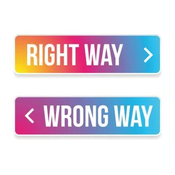 Right way wrong way button vector Stock Illustration
