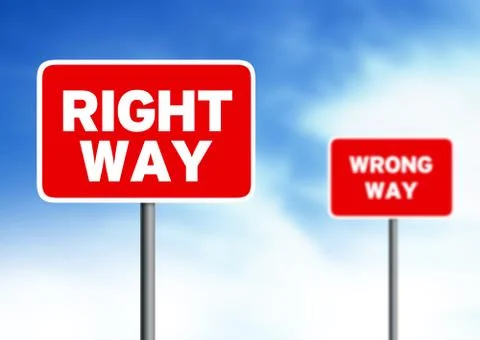 Right way wrong way street signs Illustrazione stock