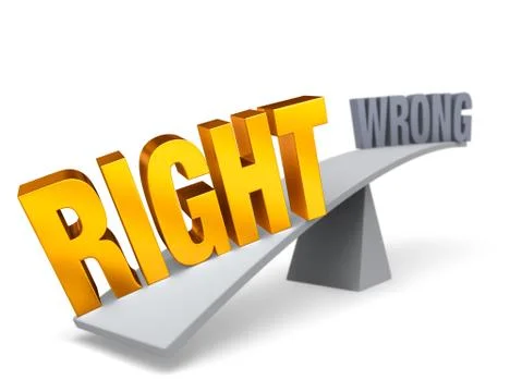 Right weighs in against wrong Stock Illustration