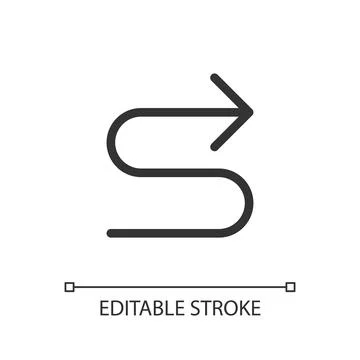 Right winding road arrow pixel perfect linear ui icon 库存插图
