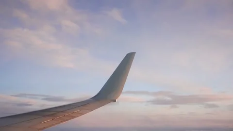 The right wing of an airplane. Stock Footage 221428919