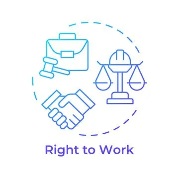 Right to work blue gradient concept icon Stock Illustration
