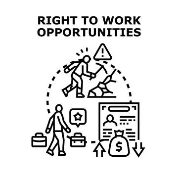 Right to work opportunities concept developing career Stock Illustration