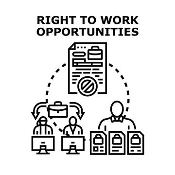Right to work opportunities concept illustration Stock Illustration