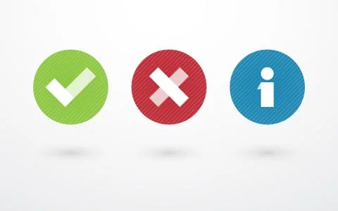 Right wrong and information symbol in circle Stock Illustration