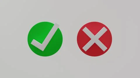 Right-wrong approved-declined yes-no sign 3D render illustration Illustrazione stock