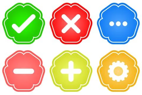 Right wrong cross customize Jagged shape colors icon set Stock Illustration